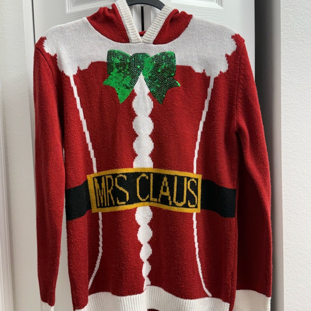 Poof! Festive Red and White Christmas Sweater